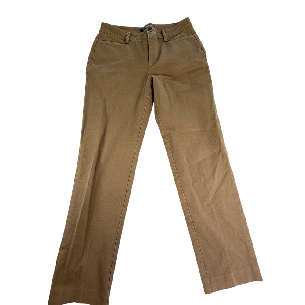 Lauren Ralph Lauren Pants Womens 2 Beige Twill Chino Straight Leg Stretch 28x29